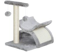 PawHut Cat Tree for Indoor Cats with Scratching Posts Pad, Kitten Tower with Bed Perch Ball Toy, 60 x 30 x 76 cm, Light Brown Light Grey