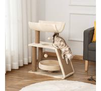 PawHut Cat Tree, Cat Tower for Indoor Kittens, 60 x 30 x 76 cm, Light Brown