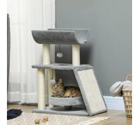 PawHut Cat Tree, Cat Tower for Indoor Kittens, 60 x 30 x 76 cm, Light Grey