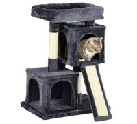 Pawhut 83Cm Cat Tree For Indoor Cats Kitten Scratching Post Climbing Tower In Black Black
