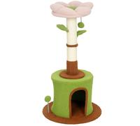 PawHut Cat Tree for Indoor Kittens, 88cm Flower Cat Tower with Condo & Bed, Scratching Post, 2 Toy Balls and 2 Crinkle Leaves