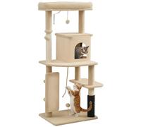 PawHut Cat Tree for Indoor Kittens with Scratching Posts 132cm Beige