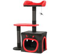 PawHut Cat Tree, Gothic Cat Tower with Scratching Posts, Cute Condo, Coffin Platform, Bed and Spider Toy, Halloween