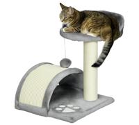 Pawhut Cat Tree Scratching Scratcher Post Kitten Activity Centre Climber Hanging Ball In Grey Grey