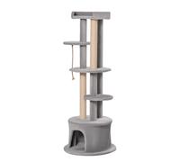 Pawhut Cat Tree Multi-Level Kitten Tower Scratching Post Condo Plush Perches In Grey Grey