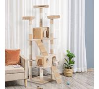 Pawhut Cat Tree Scratcher Activity Centre, Condo Scratching Post Toy Bed In Cream Cream