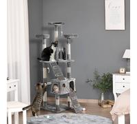 PawHut Large Cat Tree 173 cm Cat Tower with 10 Scratching Posts Grey
