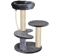 PawHut Cat Tree Scratcher Kitty Activity Center 2 Perch Sisal Rope Grey | TJ Hughes
