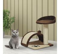 PawHut Cat Tree Scratching Scratcher Post Kitten Activity Centre Climber Hanging Ball Brown