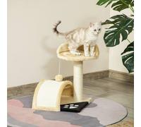 Pawhut Cat Tree Scratching Scratcher Post Kitten Activity Centre Climber Hanging Ball In Beige Beige