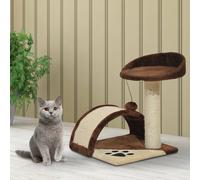 Pawhut Cat Tree Scratching Scratcher Post Kitten Activity Centre Climber Hanging Ball In Brown Brown