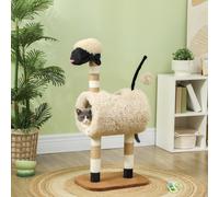 PawHut Cat Tree Sheep Design, 98 cm Multi-Level Cat Tower, Light Brown