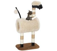 PawHut Cat Tree Sheep Design w/Tunnel for Indoor Kitten 98 cm Light Brown