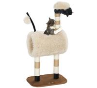PawHut Cat Tree Sheep Design w/Tunnel for Indoor Kitten 98 cm Light Brown