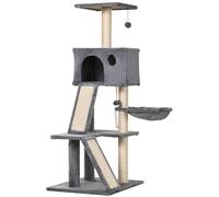PawHut Cat Tree Tower, 51" Activity Centre with Condo, Scratching Posts, Ladders, Toys, Ideal for Climbing, Relaxing & Playing Aosom UK