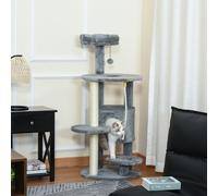 PawHut Cat Tree Tower Activity Center with Hanging Ball Toy Teasing Rope 112cm