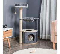 PawHut Cat Tree Tower Climbing Activity Center with Sisal Scratching Post, Grey