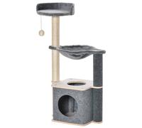 PawHut Cat Tree Tower Climbing Activity Center With Sisal Scratching Post - Grey | TJ Hughes