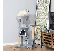 PawHut Cat Tree Tower Condo Platform Light Grey