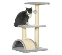 PawHut Cat Tree Tower for Indoor Cats, 72cm Climbing Activity Centre w/ Sisal Scratching Post, Pad, Arc Perch, Hanging Ball, Toy - Black Light Grey