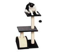 PawHut Cat Tree Tower for Indoor Cats, 72cm Climbing Activity Centre w/ Sisal Scratching Post, Pad, Arc Perch, Hanging Ball, Toy - Black Black