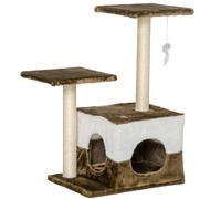 PawHut Cat Tree Tower for Indoor Cats Kitten House Scratching Posts with Condo Perch Interactive Mouse Toy, 45 x 33 x 70 cm, Brown