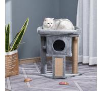 Pawhut Cat Tree Tower Indoor With Cats Scratching Post Cat House, Grey