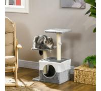 Pawhut Cat Tree Tower Kitten House Scratching Post With Mouse Toy Grey