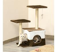 PawHut Cat Tree Tower Kitten House Scratching Posts with Condo Perch Interactive Mouse Toy