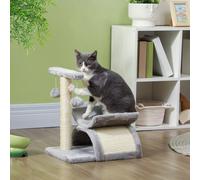PawHut Cat Tree, Cat Tower for Kittens with Rotatable Top Bar, Sisal Scratching Post, Tunnel, Dangling Balls - Grey