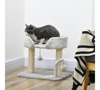 Pawhut Cat Tree Tower Scratcher With Bed For Indoor Cats, Light Grey
