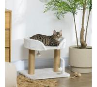 Pawhut 42Cm Indoor Cat Tree, Kitty Play Tower W/ Toy Balls, Scratching Post In White White