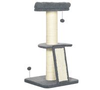 PawHut Cat Tree Tower for Indoor Cats W/Scratching Posts, Pad, Dark Grey, Toy Ba