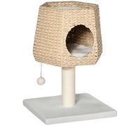 PawHut Cat Tree Tower with Scratching Post for Indoor Cats Climbing Activity Center Kitten Furniture Condo Sisal 45 x 45 x 66cm Natural