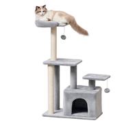 PawHut Cat Tree Activity Center w/ Scratching Post Sisal Hanging Ball Light Grey | TJ Hughes