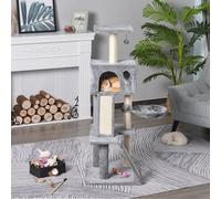 PawHut Cat Tree Tower with Sisal-Covered Scratching Posts and Ladders for Climbing and Playing