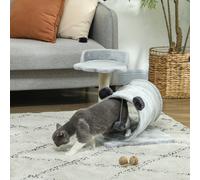 PawHut Cat Tree for Indoor Cats, 47cm Cat Tower with Scratching Post, Cat Bed, Cat Tunnel, Toy Ball, Cute Cat Tree Tower for Kittens and Cats, Grey