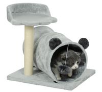 PawHut Cat Tree w/ Scratching Post - Bed - Cat Tunnel - Toy Ball - Grey | TJ Hughes
