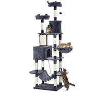 Pawhut 206Cm Cat Tree With Scratching Posts, Beds, Condos, Toys, Dark Grey Dark Grey