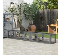 PawHut Wooden Cat Tunnel, 250cm Extra Long With Eight Doors, L-Shape/Rectangle for Cats, Rabbits, Puppies, Dark Grey