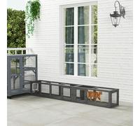 PawHut Cat Tunnel, 250cm Extra Long Wooden Cat Play Tunnel with Eight Doors - Fir wood, Metal wire - Dark Grey - 1