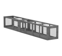 PawHut Cat Tunnel, 250cm Extra Long Wooden Cat Play Tunnel with Eight Doors - Fir wood, Metal wire - Dark Grey - 1