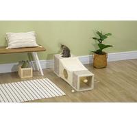 PawHut Cat Tunnel Playhouse with Sisal Scratchers and Dual Caves