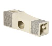 PawHut Cat Tunnel, Plush Large Play Tunnel with Two Caves and Hanging Ball, Cream White