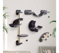 Pawhut Cat Wall Furniture W/ Hammock, Ladder, Platforms In Dark Grey Dark Grey