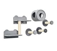 PawHut Cat Wall Furniture with Perch Cat House for Indoor Cats 5Pcs Grey
