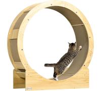 PawHut Cat Wheel for Indoor Cats, Cat Treadmill with Brake, Scratching Pads, Cat Exercise Wheel for Health - Oak Tone Wood