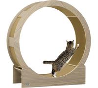 PawHut Cat Wheel for Indoor Cats, Cat Treadmill with Brake, Scratching Pads, Cat Exercise Wheel for Health - Oak Tone Brown