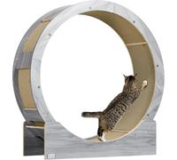 PawHut Cat Wheel for Indoor Cats, Cat Treadmill with Brake, Scratching Pads, Cat Exercise Wheel for Health - Oak Tone Grey