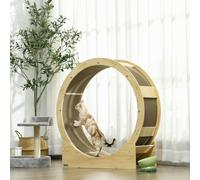 PawHut Cat Wheel with Brake, Scratching Pads - Oak Tone - Oak - Multi-layered Board - 1